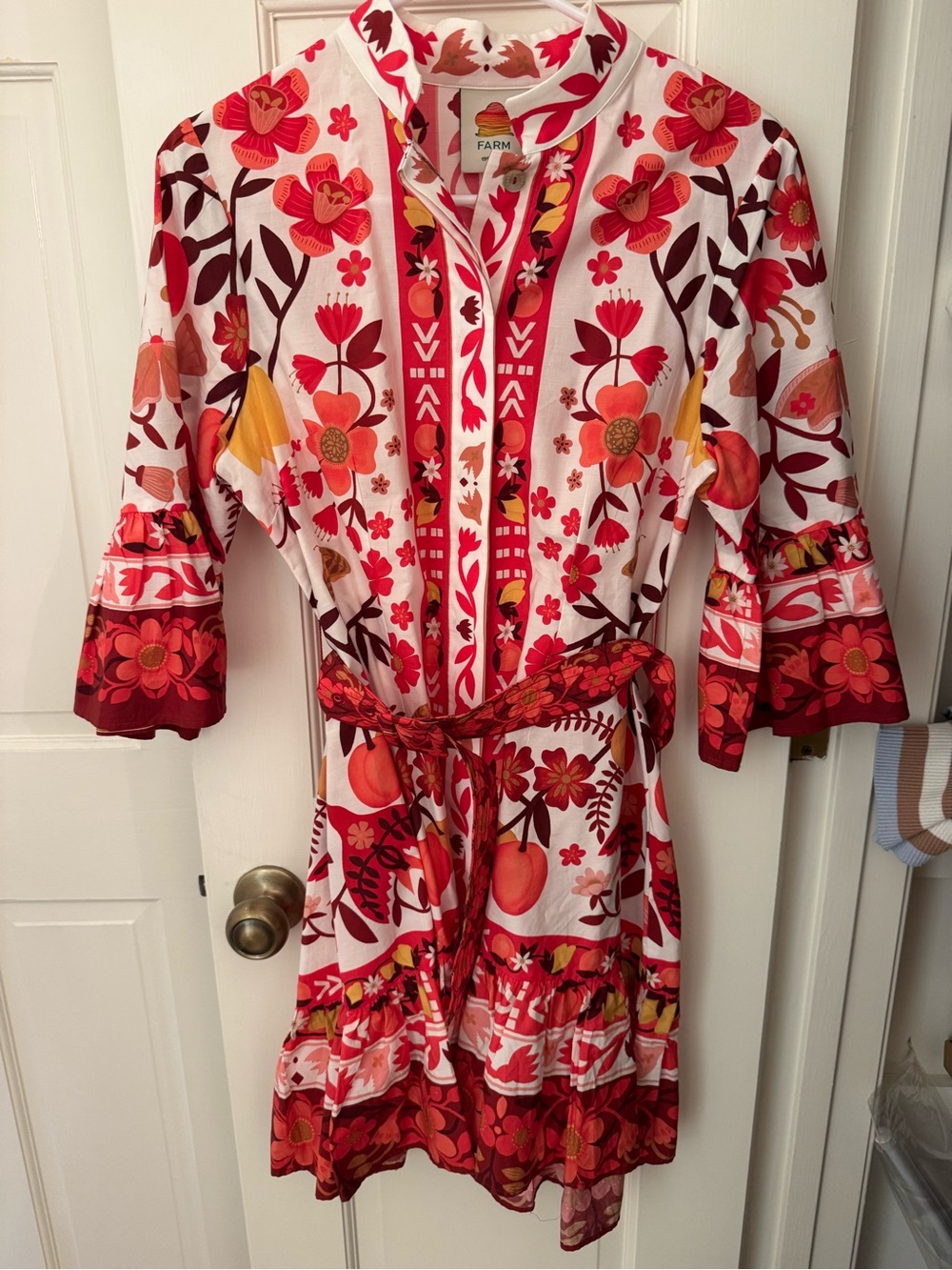 FARM Rio Red, Pink & Orange Floral Mini Dress